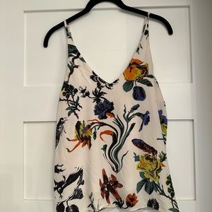 TIBI White Tropical Floral Tank